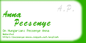 anna pecsenye business card